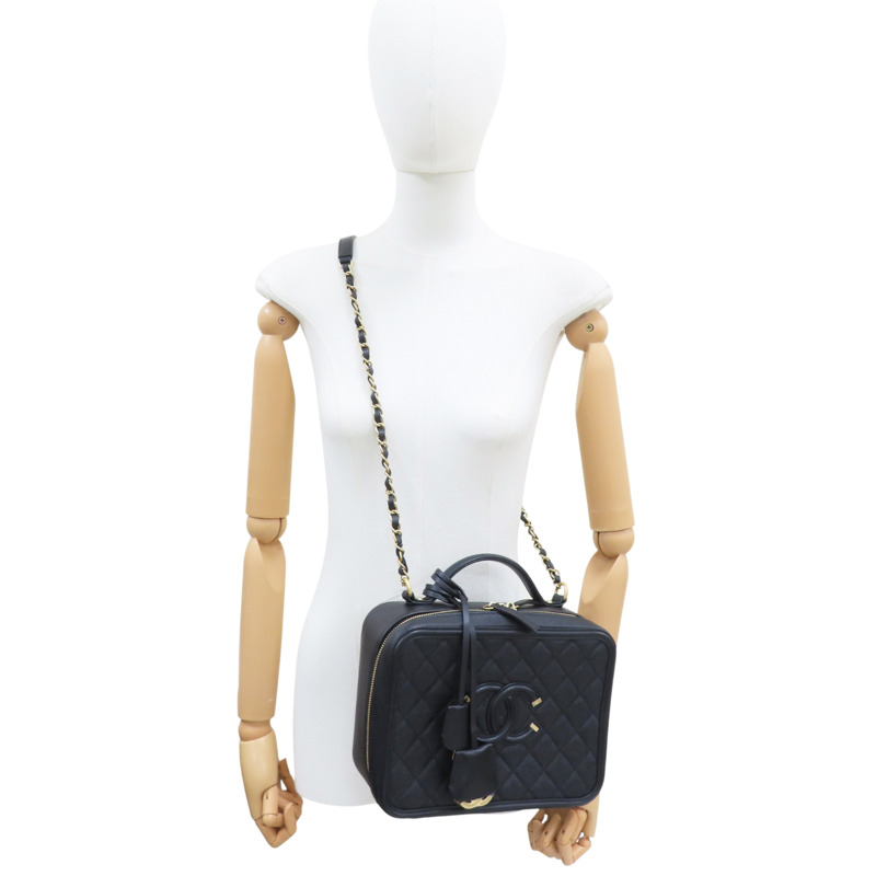 黑色 荔枝牛皮 肩背包 金釦【CHANEL 香奈兒】 A93344-10