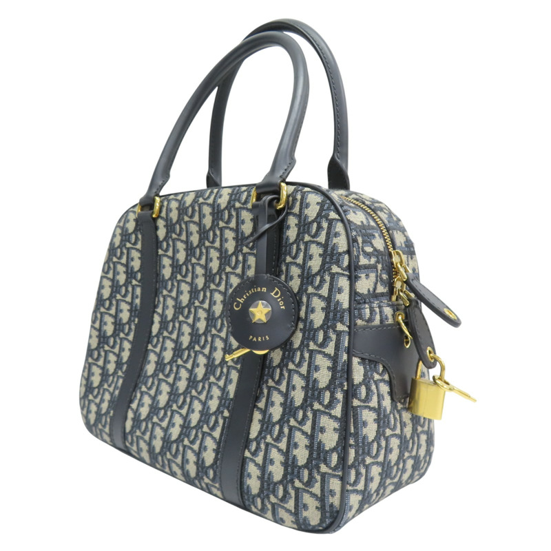 藍色 提花帆布 D-Vibe 保齡球包 兩用包【Dior 迪奧 】 M1341UTZQ-2