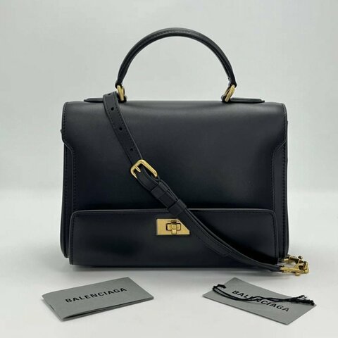 BALENCIAGA Money黑金翻蓋手提肩背斜背包24*17*10 99新配件塵袋