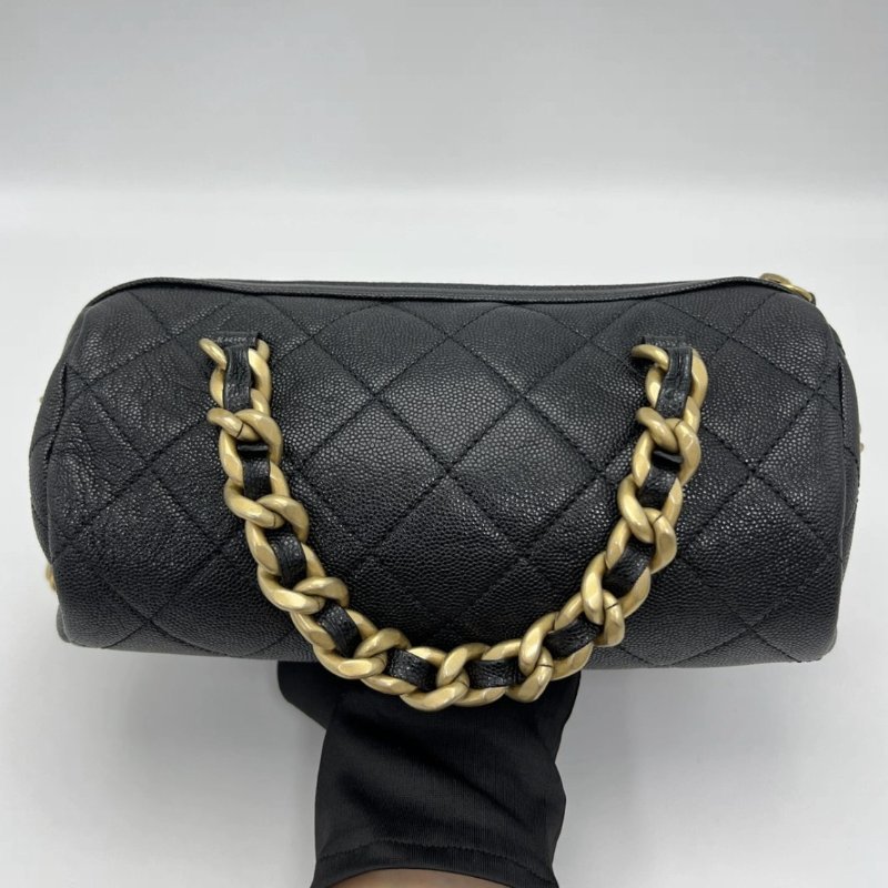 CHANEL 黑金20A保齡球肩背斜背包21*11*10 99新 配件塵袋盒子-5