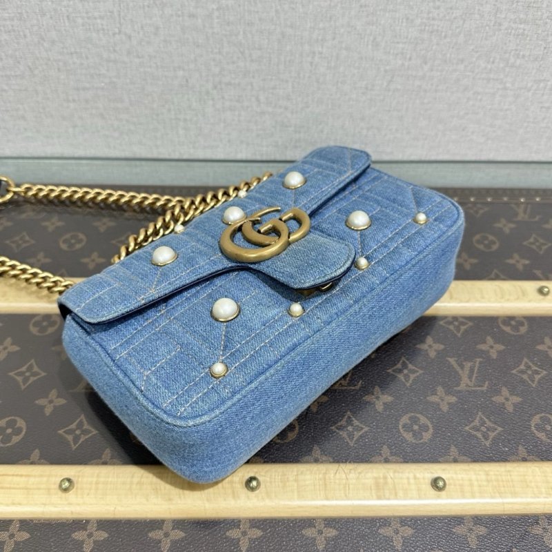 GUUCI 牛仔珍珠marmont22馬蒙肩背斜背包22*14*6 98新配件塵袋-2