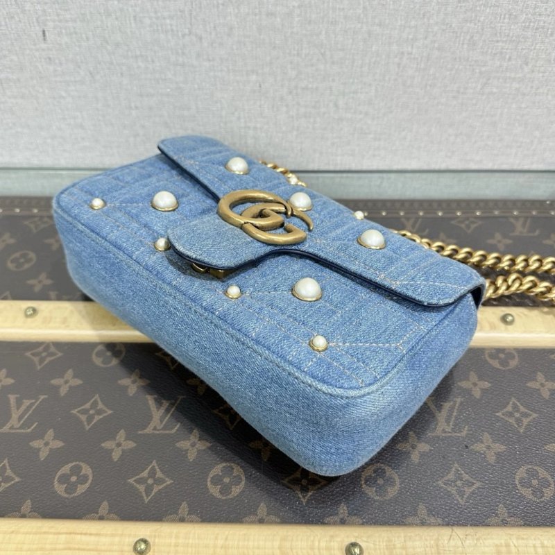 GUUCI 牛仔珍珠marmont22馬蒙肩背斜背包22*14*6 98新配件塵袋-4