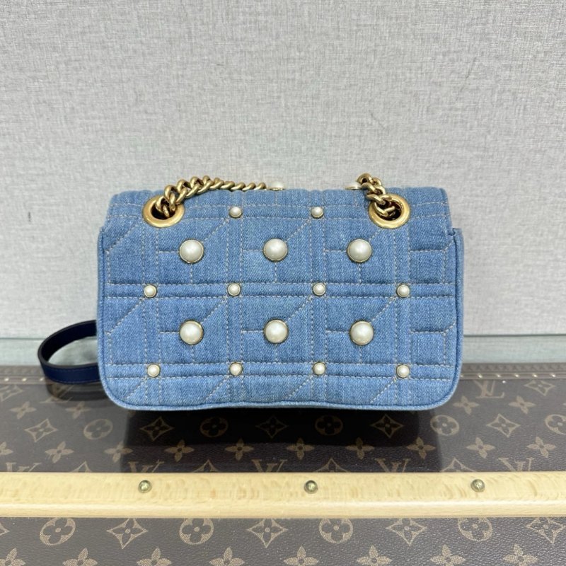GUUCI 牛仔珍珠marmont22馬蒙肩背斜背包22*14*6 98新配件塵袋-5