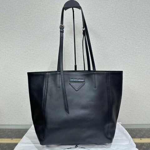 PRADA 黑拼藍銀扣手提托特包29*29*16 98新配件塵袋