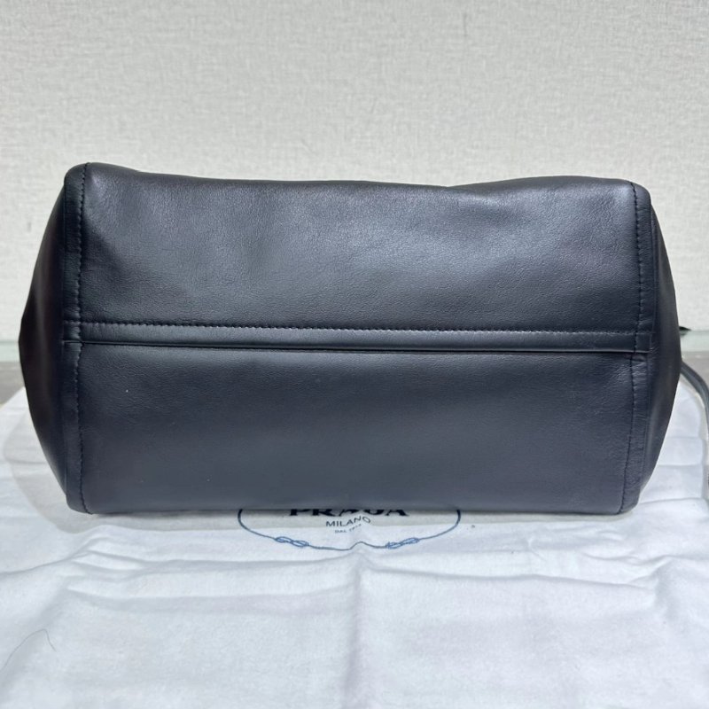 PRADA 黑拼藍銀扣手提托特包29*29*16 98新配件塵袋-2