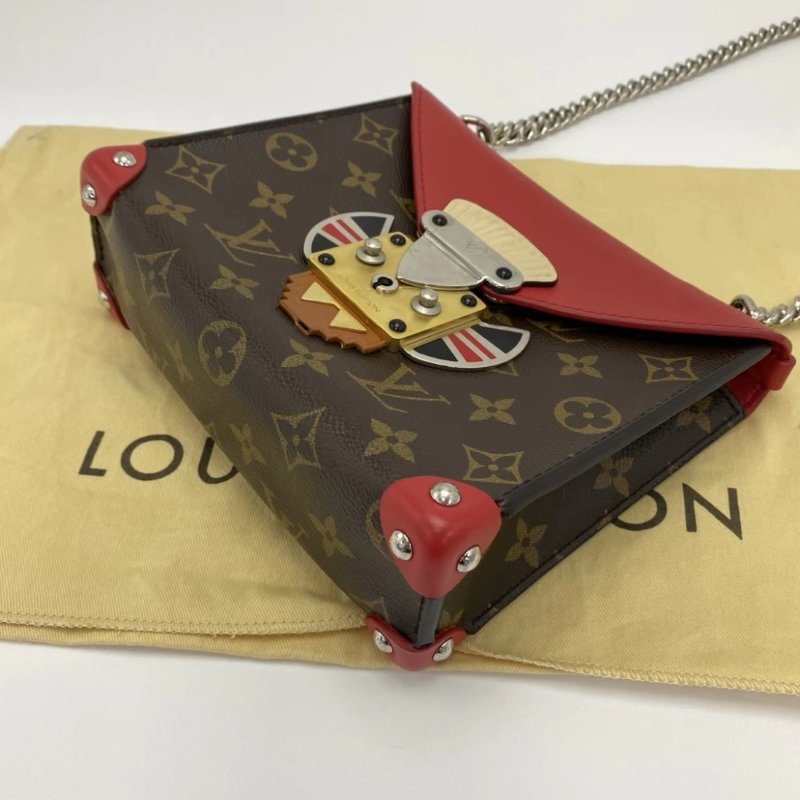 LV Mask紅拼老花小怪獸肩背斜背包19*16*7 98新配件塵袋-4