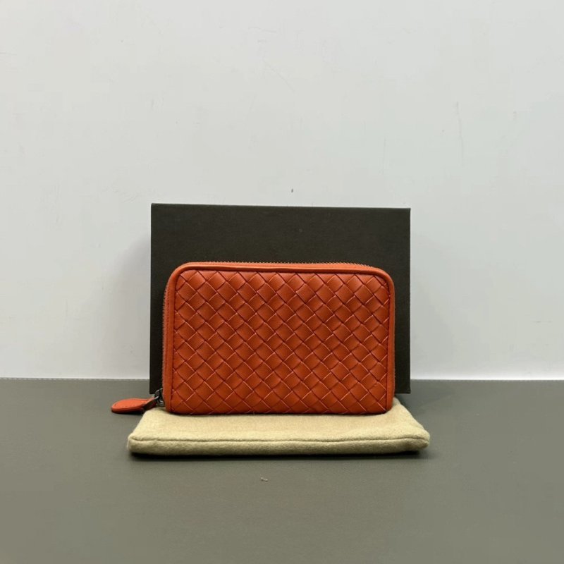 BV 橙色經典編織拉鍊錢包 15*10*2.5 98新配件盒子塵袋-0