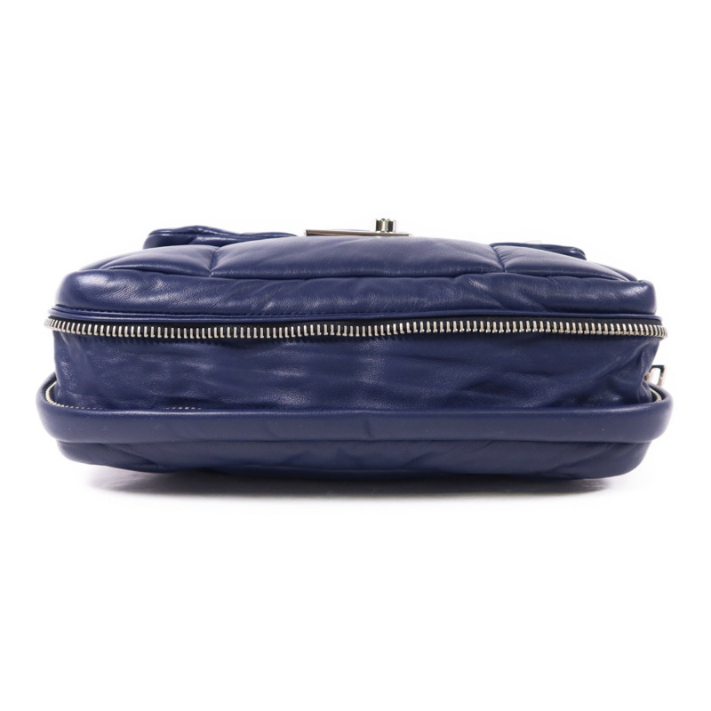 PRADA 羊皮皮革Chain Shoulder Bag銀扣鏈帶肩背袋-3