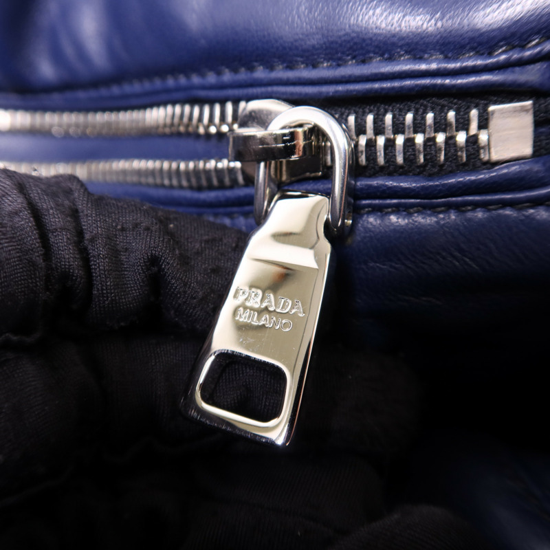 PRADA 羊皮皮革Chain Shoulder Bag銀扣鏈帶肩背袋-9