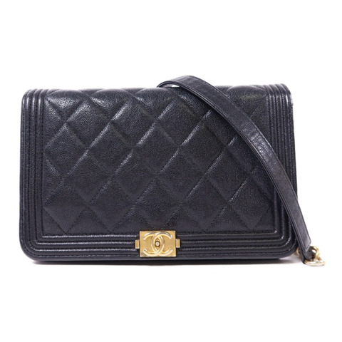 CHANEL 牛皮皮革Boy WOC Wallet On Chain金扣鏈帶肩背袋