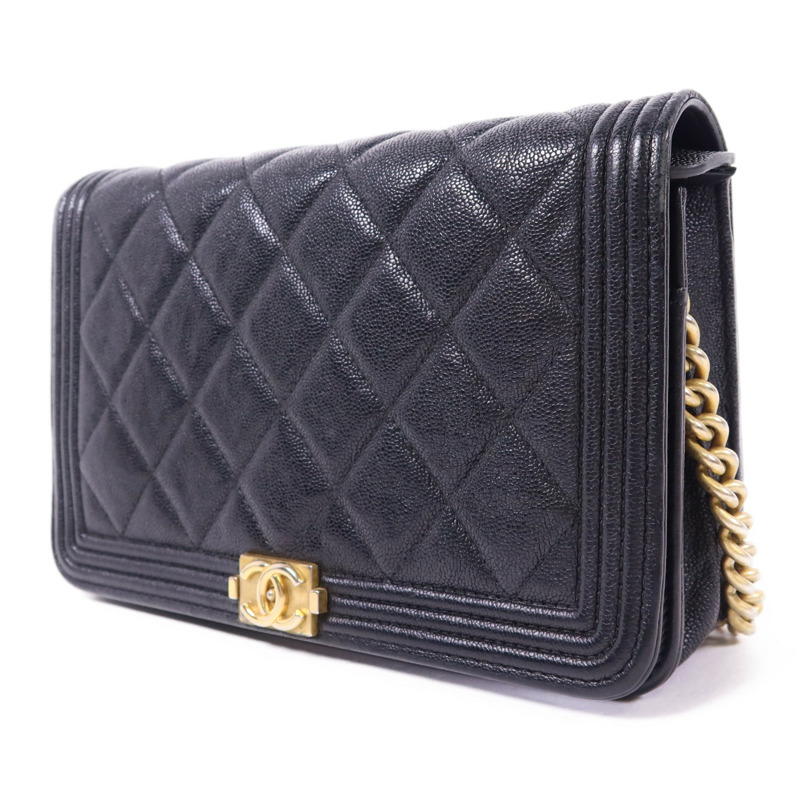 CHANEL 牛皮皮革Boy WOC Wallet On Chain金扣鏈帶肩背袋-2