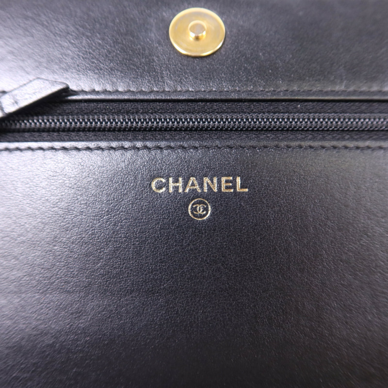 CHANEL 牛皮皮革Boy WOC Wallet On Chain金扣鏈帶肩背袋-6