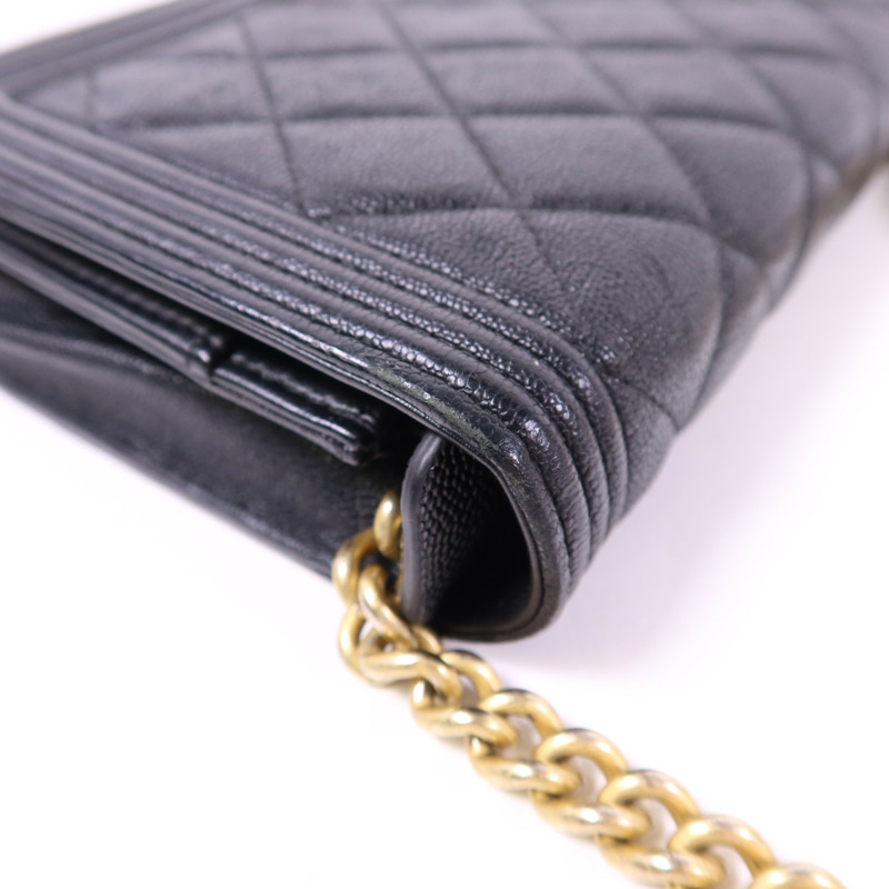 CHANEL 牛皮皮革Boy WOC Wallet On Chain金扣鏈帶肩背袋-18