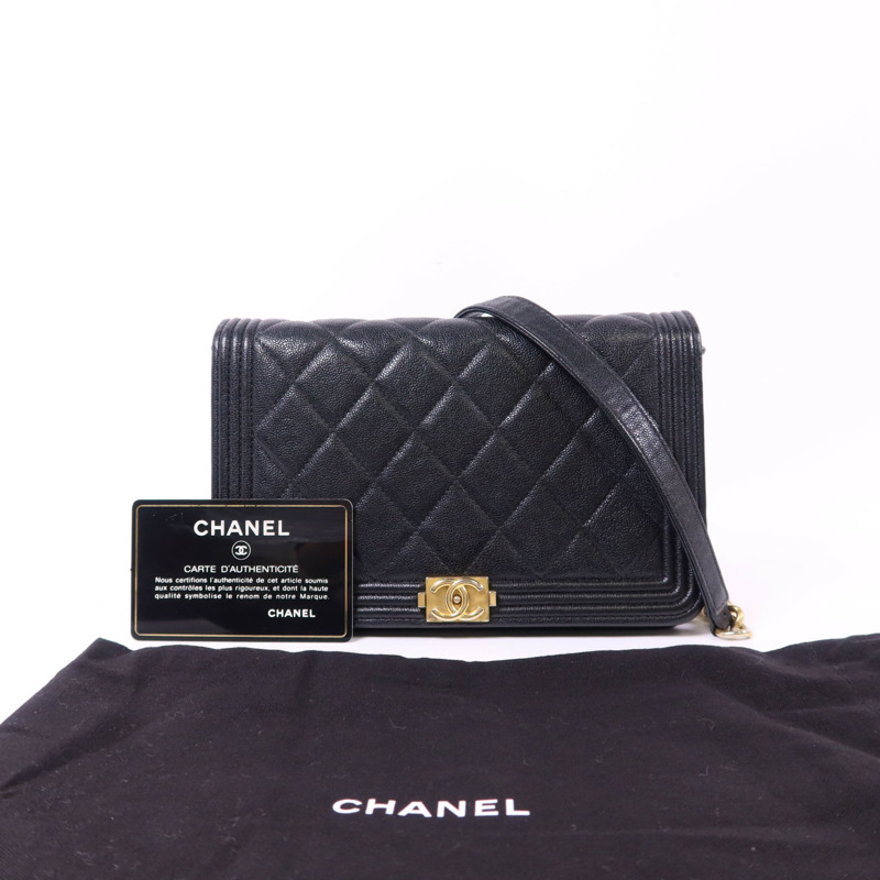 CHANEL 牛皮皮革Boy WOC Wallet On Chain金扣鏈帶肩背袋-20