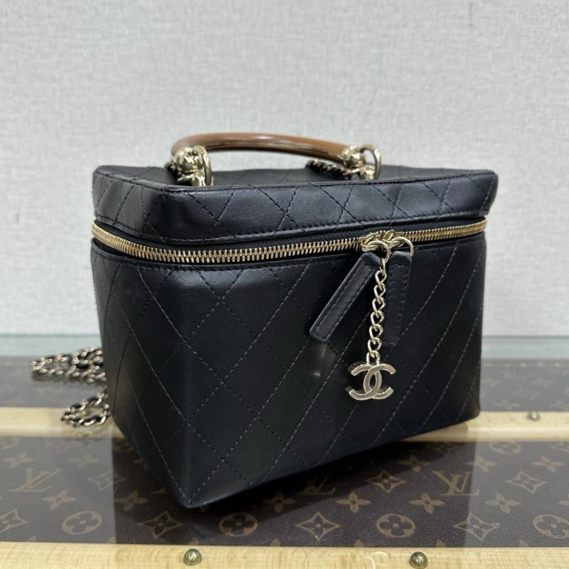 CHANEL 黑金限量款木質手柄Vanity手提斜背20*15*13 98新配件塵袋-1
