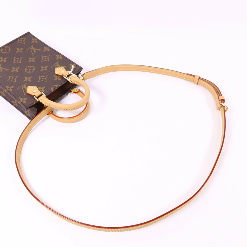 LOUIS VUITTON Monogram Petit Sac Plat金扣手挽肩背兩用袋-4