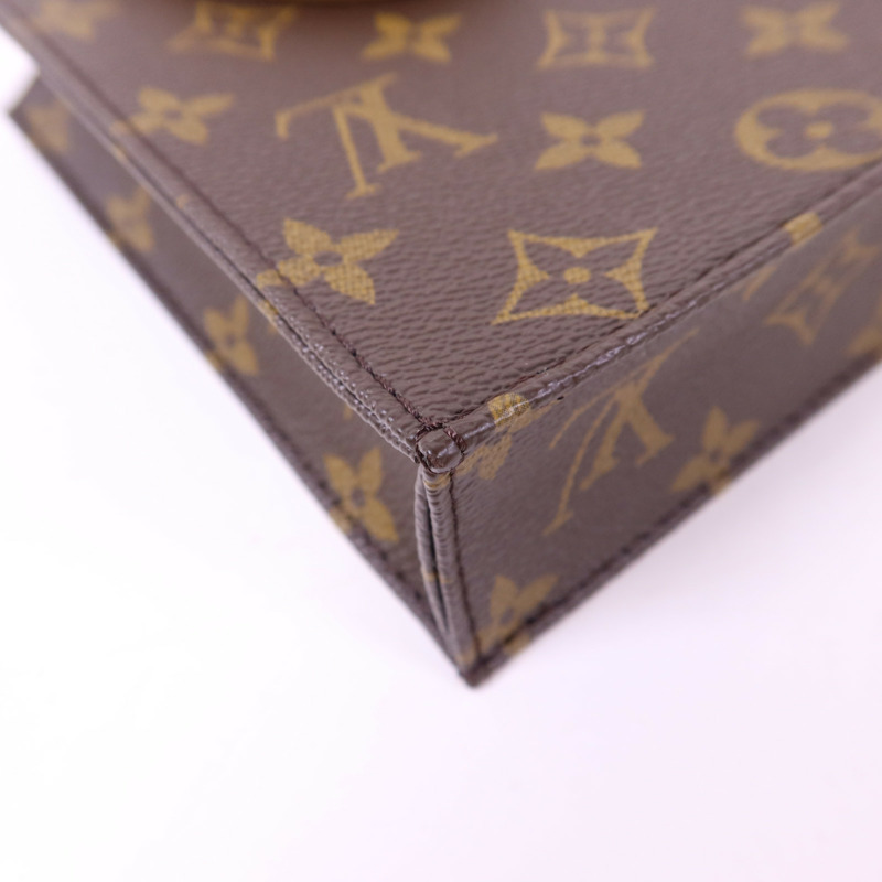 LOUIS VUITTON Monogram Petit Sac Plat金扣手挽肩背兩用袋-12