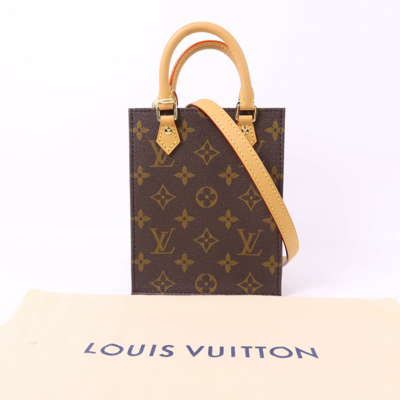 LOUIS VUITTON Monogram Petit Sac Plat金扣手挽肩背兩用袋-15