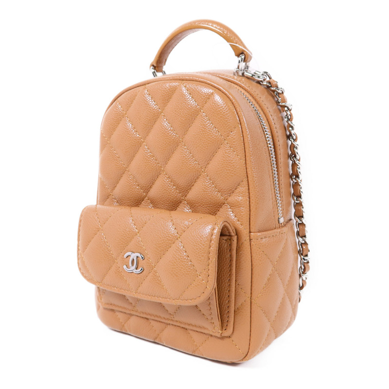 CHANEL 牛皮皮革Mini Backpack銀扣背包-2