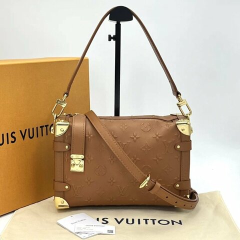 LV Side Trunk中號焦糖色谷愛凌同款盒子包 芯片款23.5*16*8.5 98新配件盒子塵袋