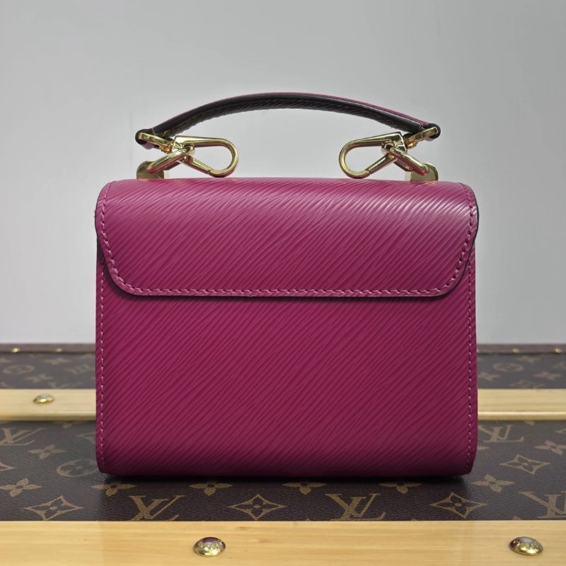 LV 玫紅色twist mini寬肩帶肩背斜背包15.5*12.5*7 98新配件盒子塵袋鏡子-4