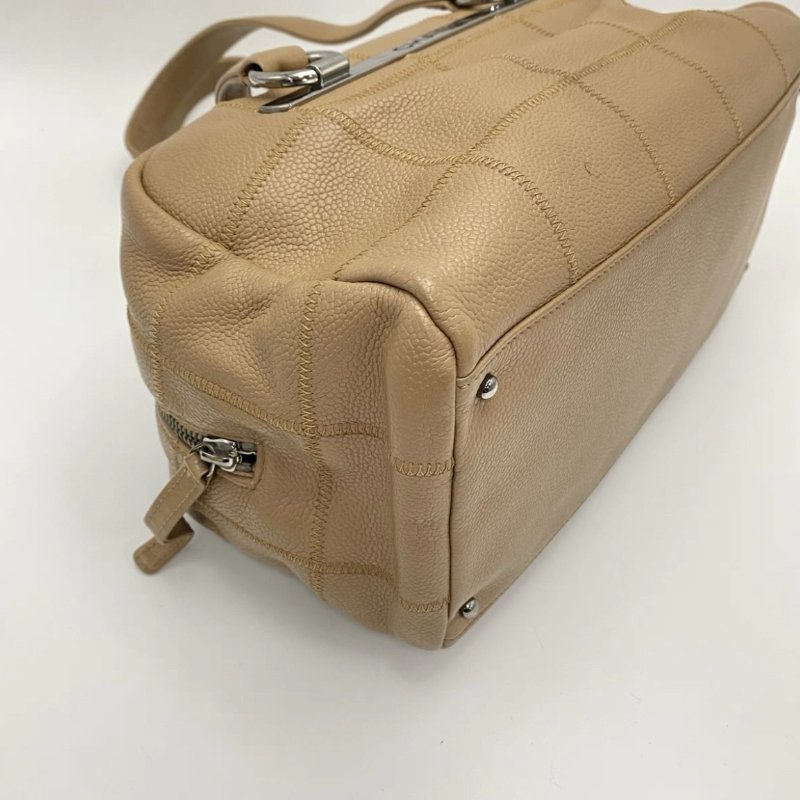 CHANEL vintage淺棕色波士頓包保齡球包手提包30*15*15 98新配件塵袋-2