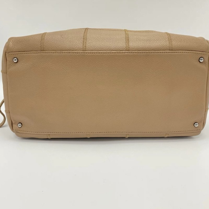 CHANEL vintage淺棕色波士頓包保齡球包手提包30*15*15 98新配件塵袋-3