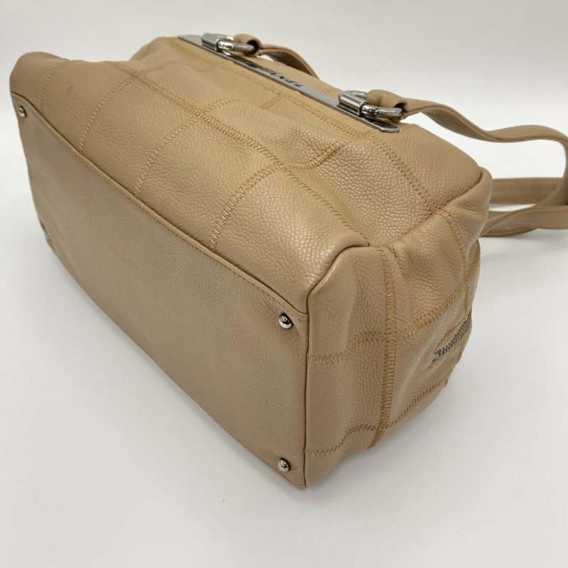 CHANEL vintage淺棕色波士頓包保齡球包手提包30*15*15 98新配件塵袋-4