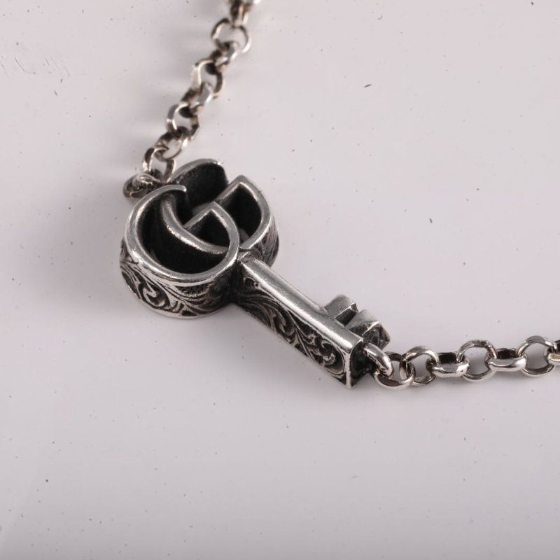 GUCCI AG925銀雙G做舊銀手鏈手鍊/手環-1