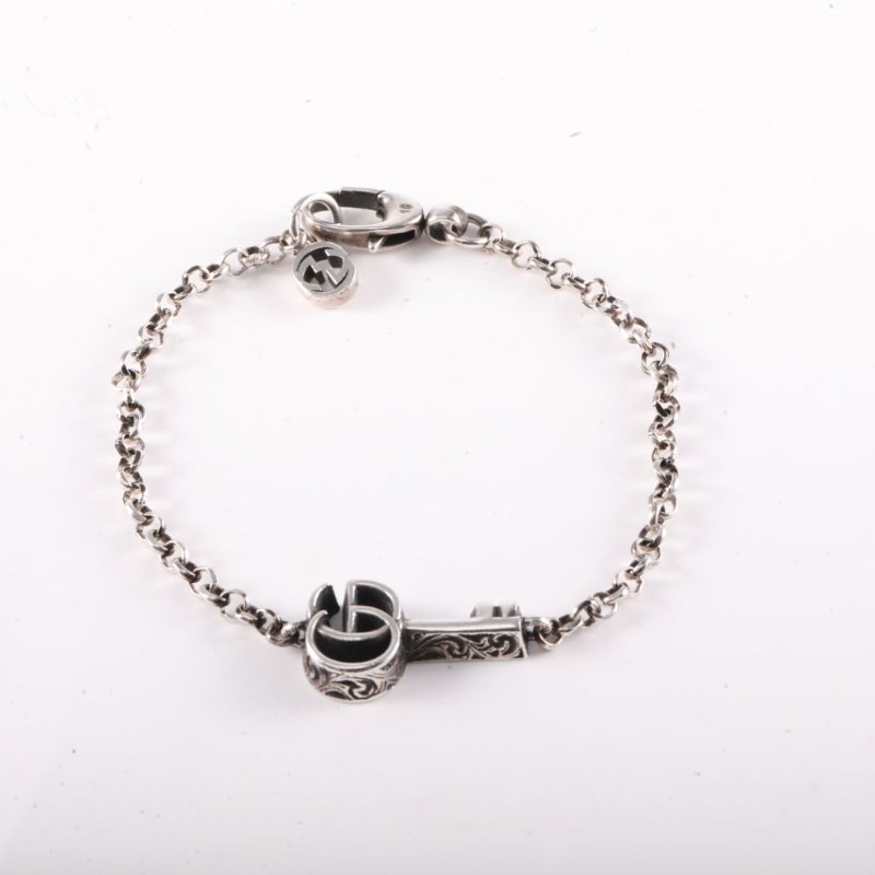 GUCCI AG925銀雙G做舊銀手鏈手鍊/手環-3