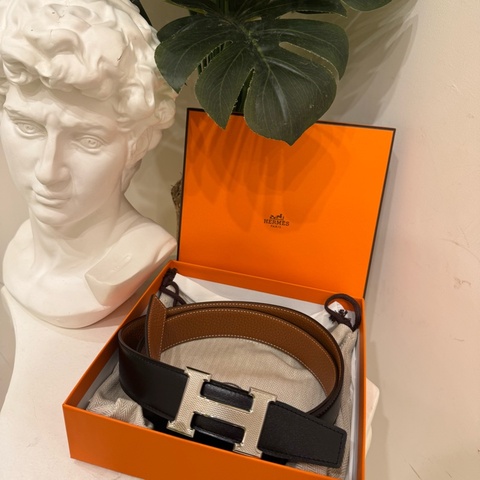 全新✨愛馬仕經典H Guillochee皮帶釦 & 雙面皮腰帶