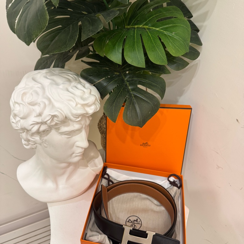 全新✨愛馬仕經典H Guillochee皮帶釦 & 雙面皮腰帶-1