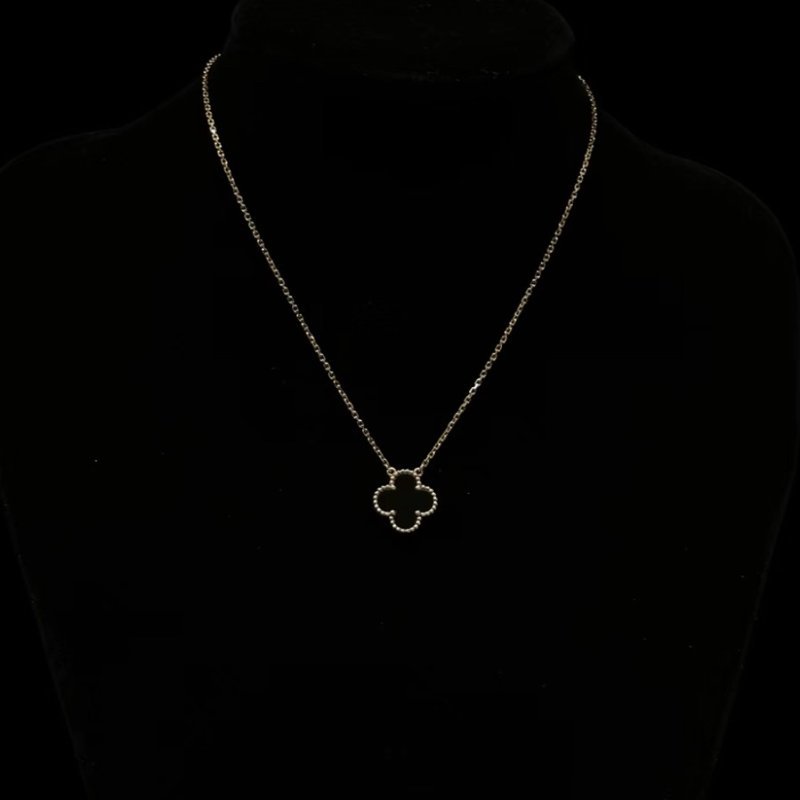 VCA 黑花中號四葉草項鍊 98新 鍊長41cm-3