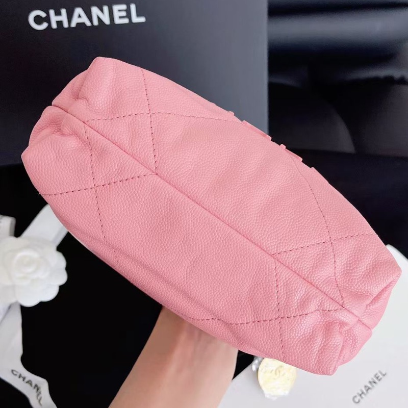 【全新品】CHANEL香奈兒22bag mini垃圾袋 so pink系列櫻花粉 牛皮魚子醬荔枝皮手提斜挎包-6