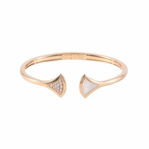 BVLGARI DIVASDREAM扇子開口手鐲白貝母拼拼18K玫瑰金/鑽石/白貝母S玫瑰金白貝母拼鑽石鑽石拼18K手鍊／手環