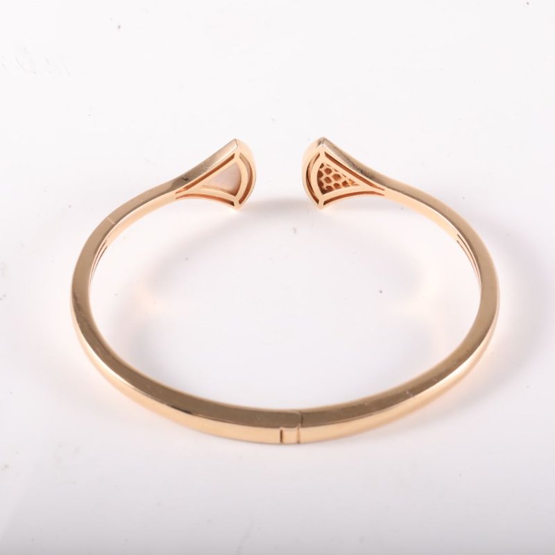 BVLGARI DIVASDREAM扇子開口手鐲白貝母拼拼18K玫瑰金/鑽石/白貝母S玫瑰金白貝母拼鑽石鑽石拼18K手鍊/手環-3