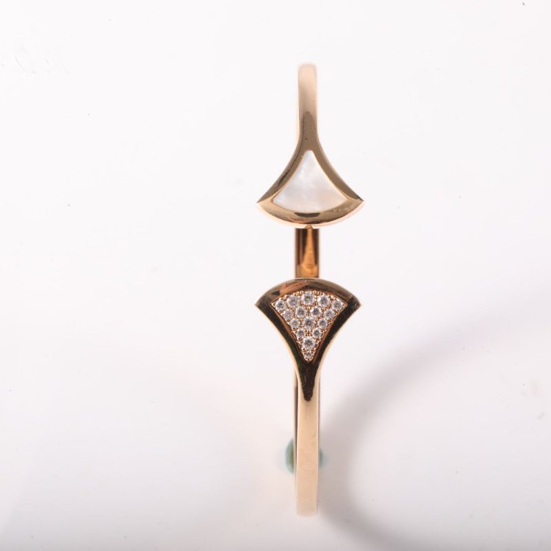 BVLGARI DIVASDREAM扇子開口手鐲白貝母拼拼18K玫瑰金/鑽石/白貝母S玫瑰金白貝母拼鑽石鑽石拼18K手鍊/手環-4