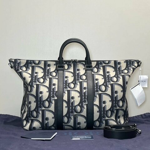 DIOR Weekender 40藍色老花手提肩背旅行袋41.5*34*22 全新閒置配件塵袋保卡吊牌