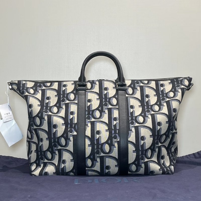 DIOR Weekender 40藍色老花手提肩背旅行袋41.5*34*22 全新閒置配件塵袋保卡吊牌-5