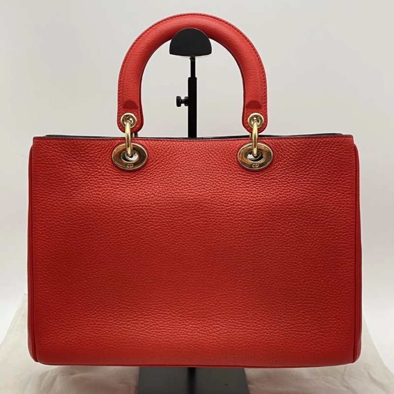 ✨DIOR 紅色金扣荔枝紋牛皮子母手提肩背包30*22*11 98新配件塵袋保卡-5