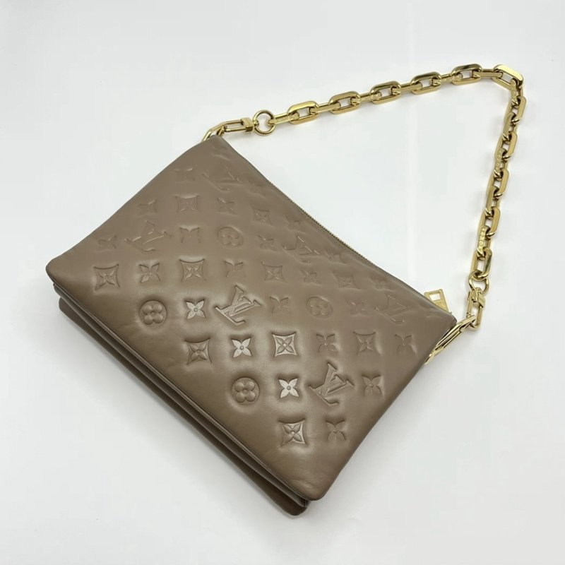 LV Coussin PM灰褐色老花肩背斜背包 芯片款 26.5*20*12 99新配件盒子塵袋-2