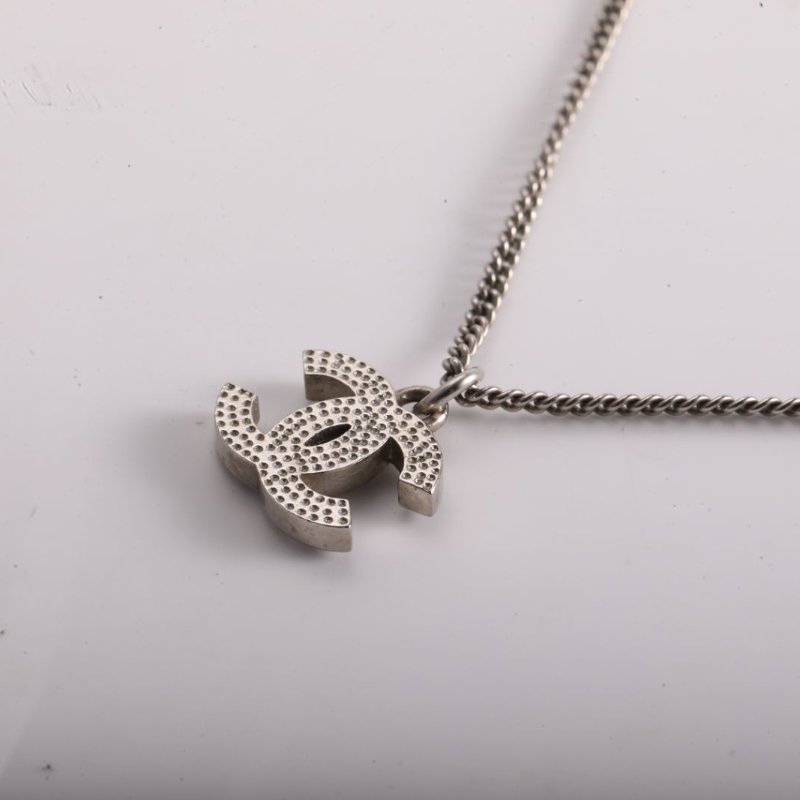 CHANEL 合金雙C水鑽吊墜項鏈項鍊-2