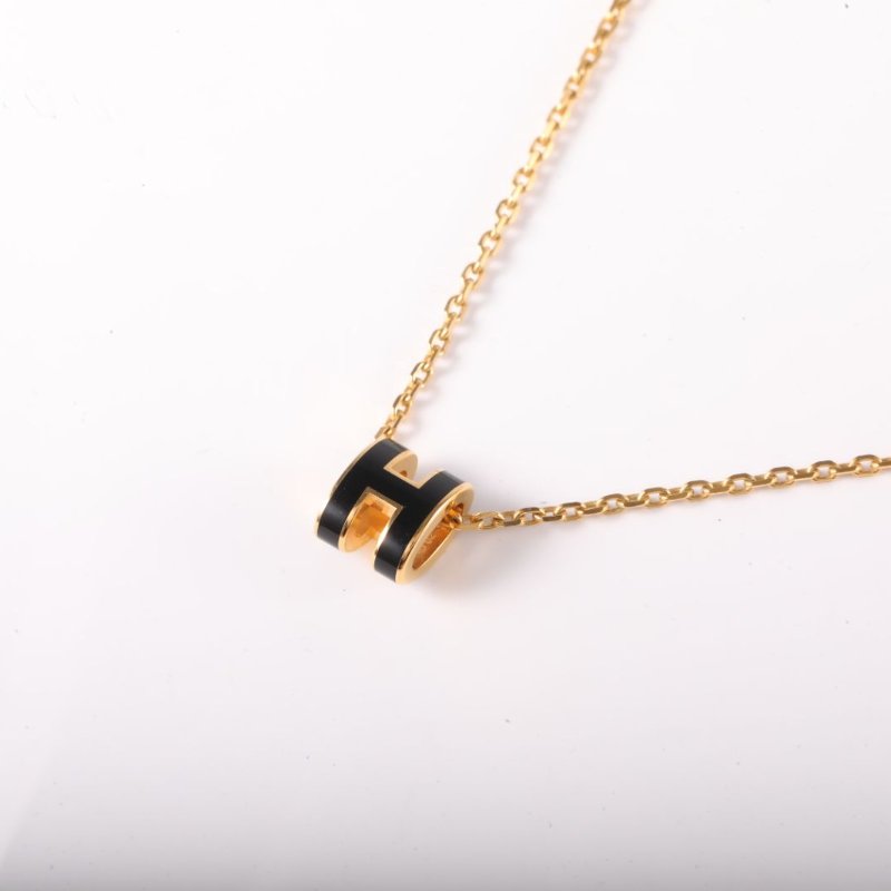 HERMES PopH項鏈Mini合金項鏈金色黑色項鍊-2