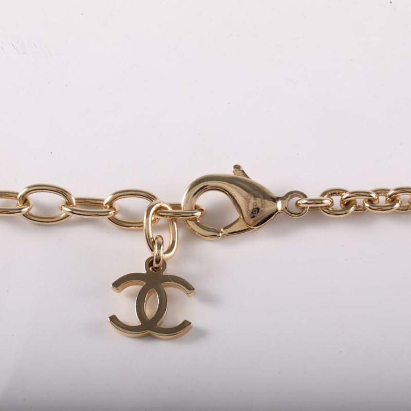 CHANEL 合金23P愛心雙C水鑽chocker項鏈項鍊-3