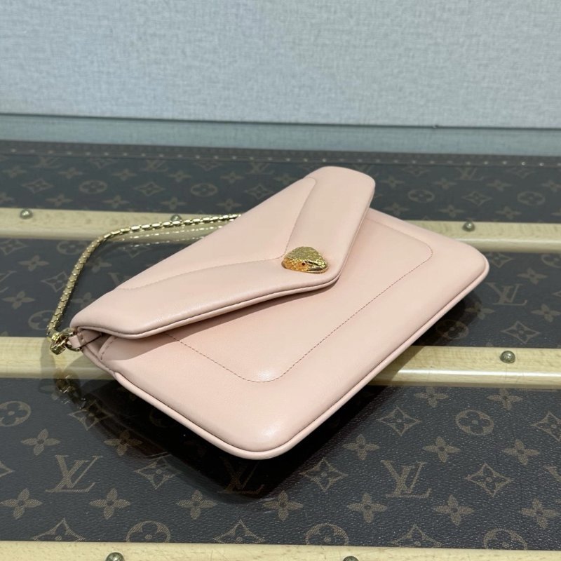 BVLGARI 肉粉色金扣七夕限定蛇頭手提包22.5*14*2 99新配件盒子塵袋保卡-4