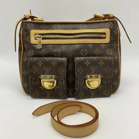 LV 老花曼哈頓塞納河肩背斜背包 30*25*11 98新配件塵袋