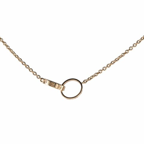 Cartier LOVE18K金雙環項鏈18K玫瑰金項鏈玫瑰金項鍊