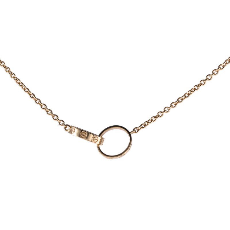 Cartier LOVE18K金雙環項鏈18K玫瑰金項鏈玫瑰金項鍊-0