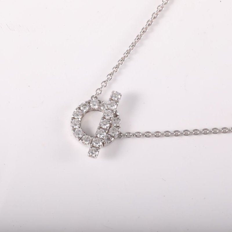 HERMES Finesse小Q滿鑽18k18K白金/鑽石項鏈白金項鍊-1