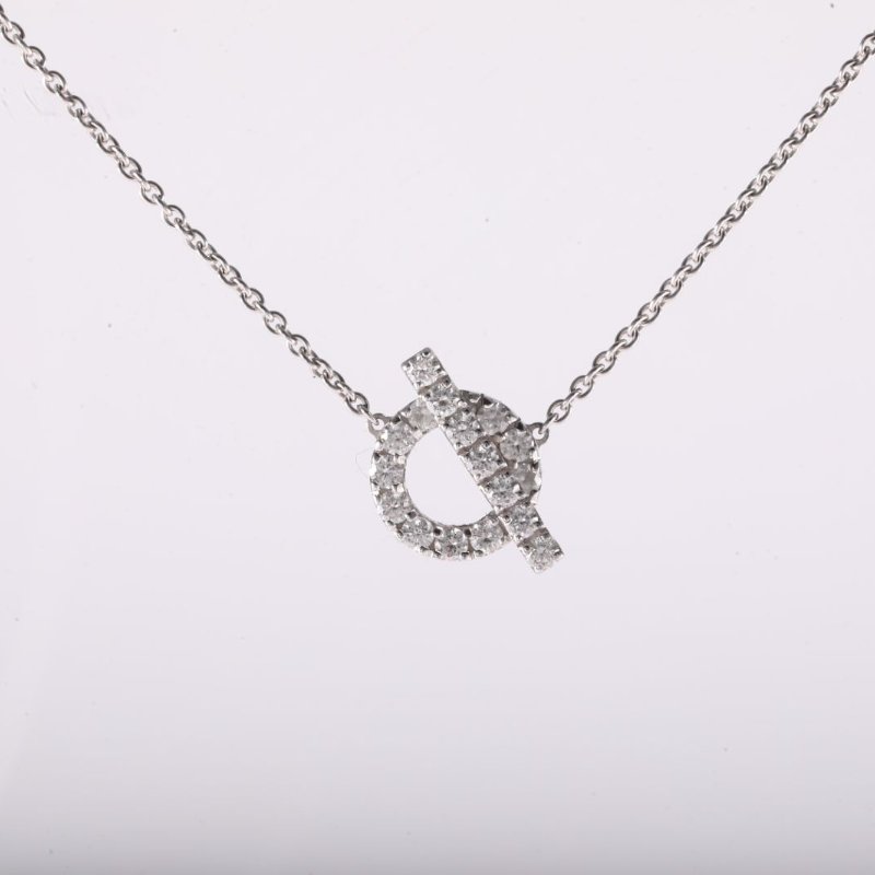 HERMES Finesse小Q滿鑽18k18K白金/鑽石項鏈白金項鍊-2